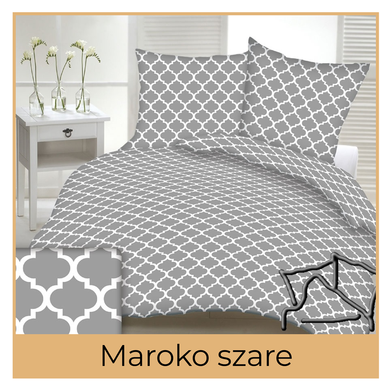 Pościel z kory 200x220 cm + 2x 70x80 cm POLSKA PRODUKCJA , wzór: Maroko Szare (1)