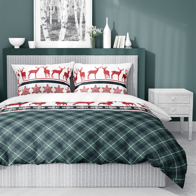 Komplet Pościeli Zimowej 160x200 + 2x70x80, 100% Bawełna, 140g/m2, wzór: 4689 B (1)