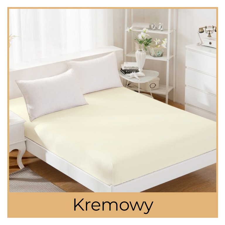 Prześcieradło JERSEY 120x200 Z GUMKĄ Kremowy (2)