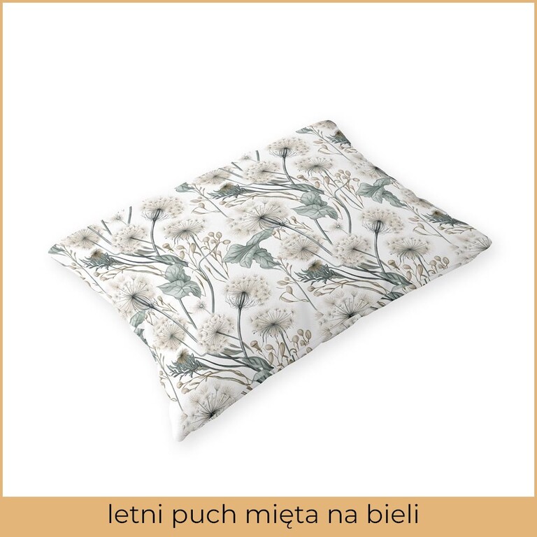 Poszewka 70x80cm na poduszkę 100% bawełna wzór: Letni puch mięta na bieli (2)