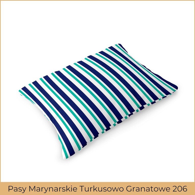 Poszewka na poduszkę 50x70 BAWEŁNA CERTYFIKAT, wzór: Pasy Mrynarskie Turkusowo Granatowe 206 (2)