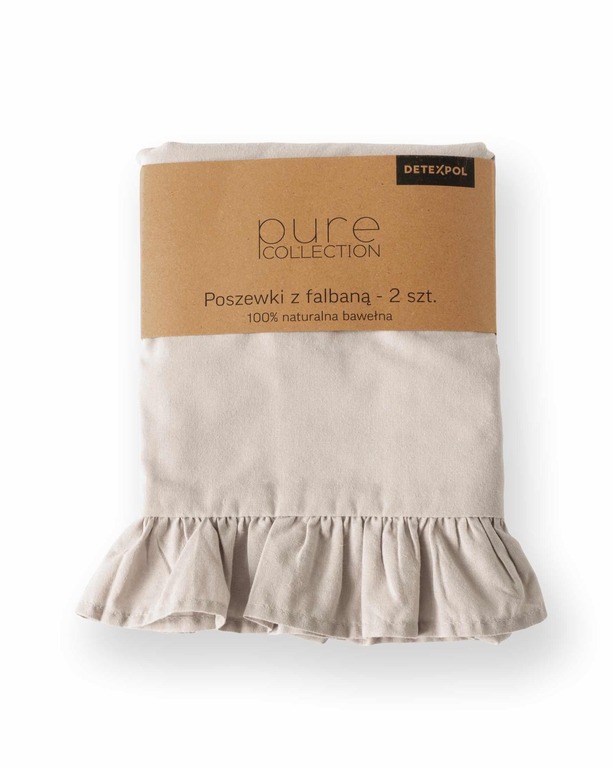 Poszewka na poduszkę 40x40 z FALBANĄ 2pak DWIE poszewki 40x40 kolor BEŻ / BEIGE (3)
