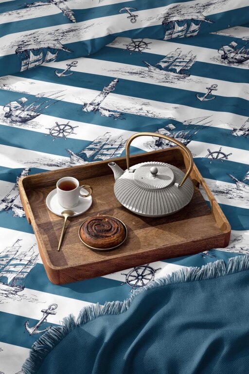 Pościel z Kory 140x200 + 1x70x80 Bawełna 100% Bielawa Produkt Polski - Marynarski (6)
