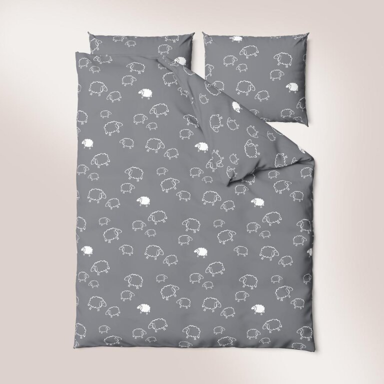 Pościel z Kory 140x200 + 1x70x80 Bawełna 100% Bielawa Produkt Polski - PRESTIGE Baranki Szare (8)