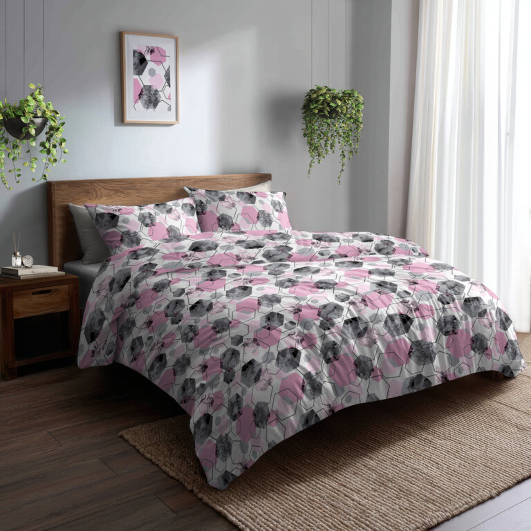 Pościel z Kory 220x200 + 2 poszewki PREMIUM 100% bawełna polska : 1651 różowy (7)