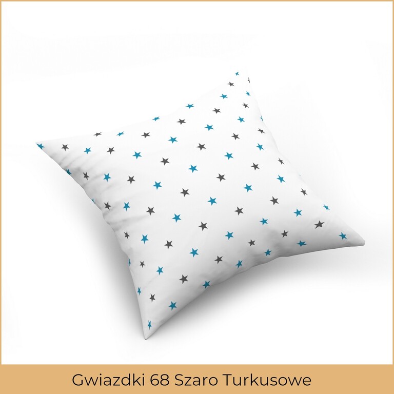 Poszewka na poduszkę jasiek 40x40 100% BAWEŁNA Gwiazdki 68 Szaro Turkusowe (2)