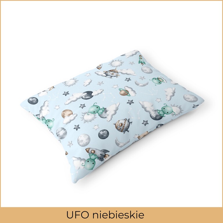 Poszewka na poduszkę 40x60cm BAWEŁNA 100% CERTYFIKAT - Ufo Niebieskie (2)