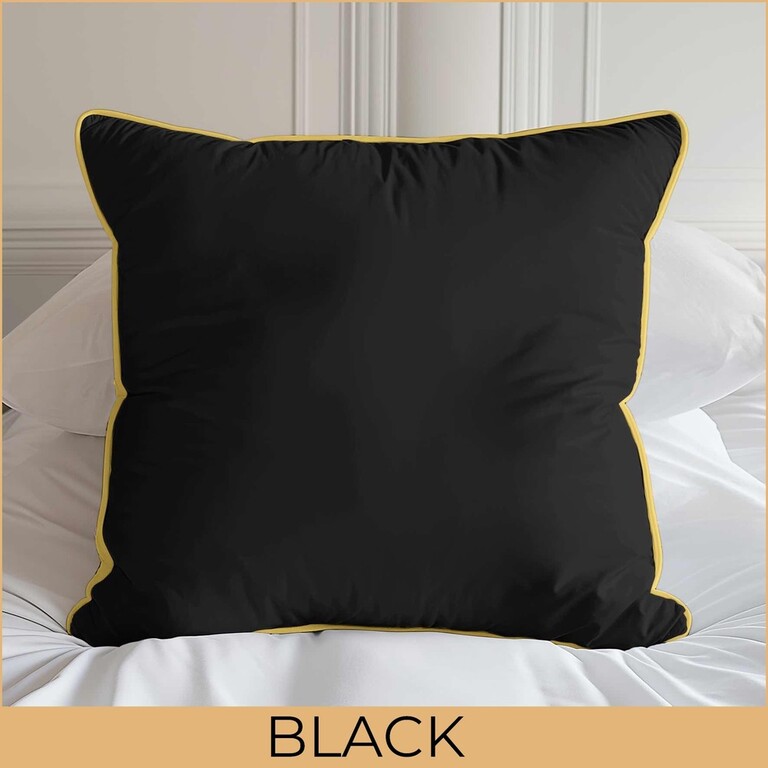 Poszewka 40x40cm z makosatyny - PURE, luksusowa z lamówką kolor BLACK (1)