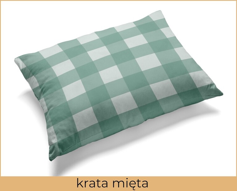 Poszewka 70x80cm na PODUSZKĘ z KORY Krata Mięta (2)