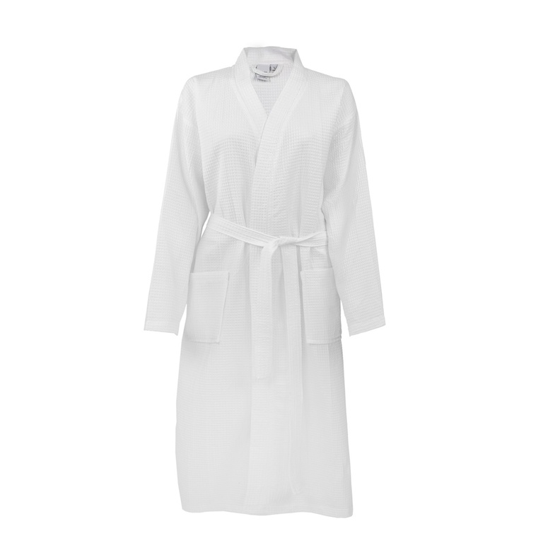 Szlafrok Waflowy Kimono Biały Unisex Długi Certyfikat - Rozmiar XL (1)