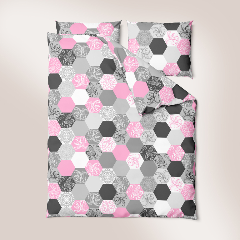 Pościel z Kory 160x200 + 2x70x80 Bawełna 100% Bielawa Produkt Polski - Plastry Miody Róż (2)