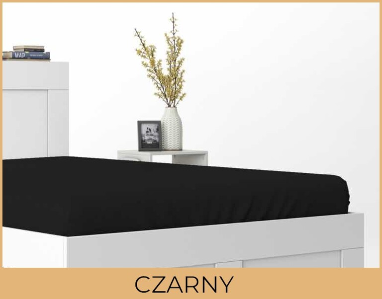 Prześcieradło 120x200 SATYNA z gumką czarne (2)