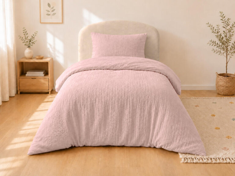 Pościel muślinowa 100x135 dziecięca - dwuwarstwowy muślin 140g/m2 + bawełna 120g/m2 Pink (3)
