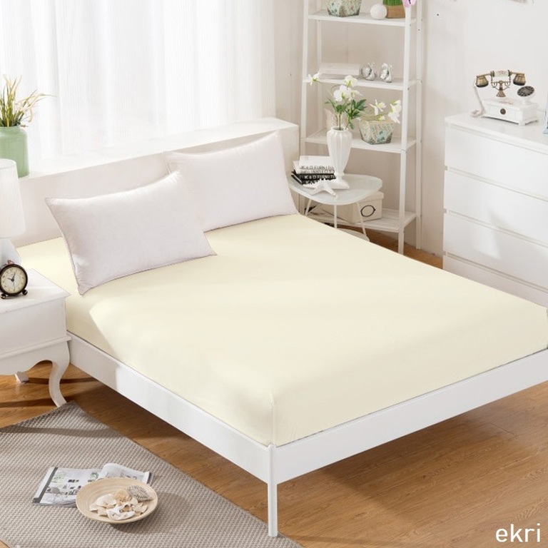 Prześcieradło Jersey 90x200 cm z gumką, 100% bawełna - PREMIUM. Ekri (2)