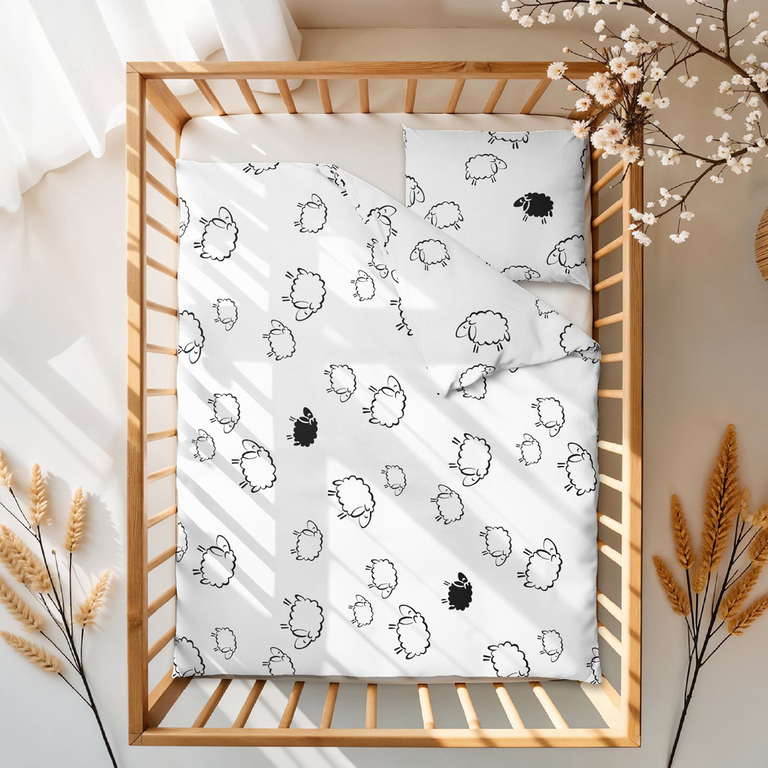 POŚCIEL DZIECIĘCA 100x140 + 50x60 100% BAWEŁNA certyfikat 2-el. do Łóżeczka Baranki Białe (7)