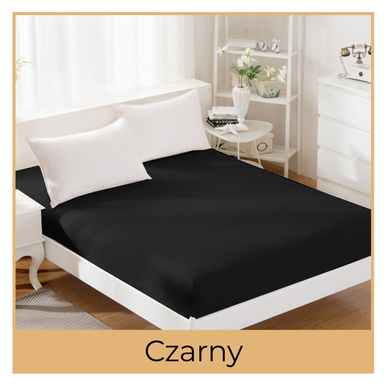 Prześcieradło JERSEY 180x200 100% BAWEŁNA Z GUMKĄ czarny (2)