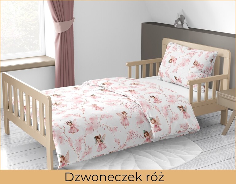 Pościel DZIECIĘCA 140x200 dla dziecka 100% bawełna CERTYFIKAT Dzwoneczek róż (3)