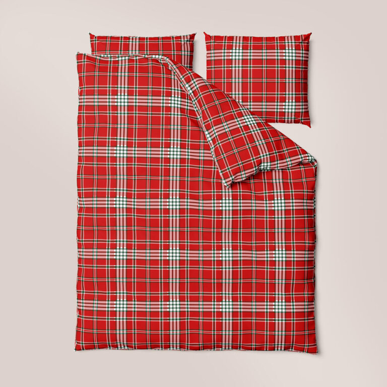 Pościel z Kory 160x200 + 1x70x80 KOMPLET PREMIUM : Krata Czerwona (2)