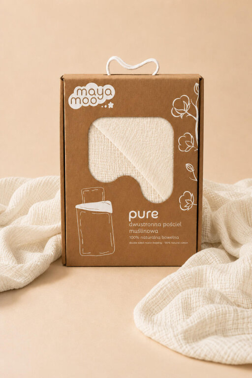 Pościel muślinowa 100x135 dziecięca - dwuwarstwowy muślin 140g/m2 + bawełna 120g/m2 Cream (5)