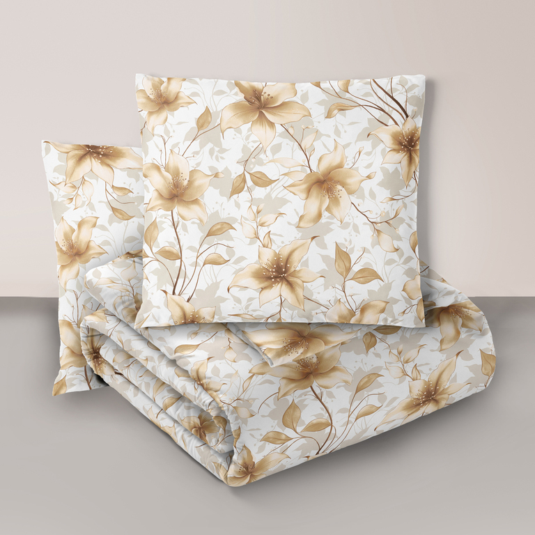 Komplet Pościeli 160x200 + 2x 70x80,  100% Bawełna, 140g/m2, wzór: Perłowa Wanilia