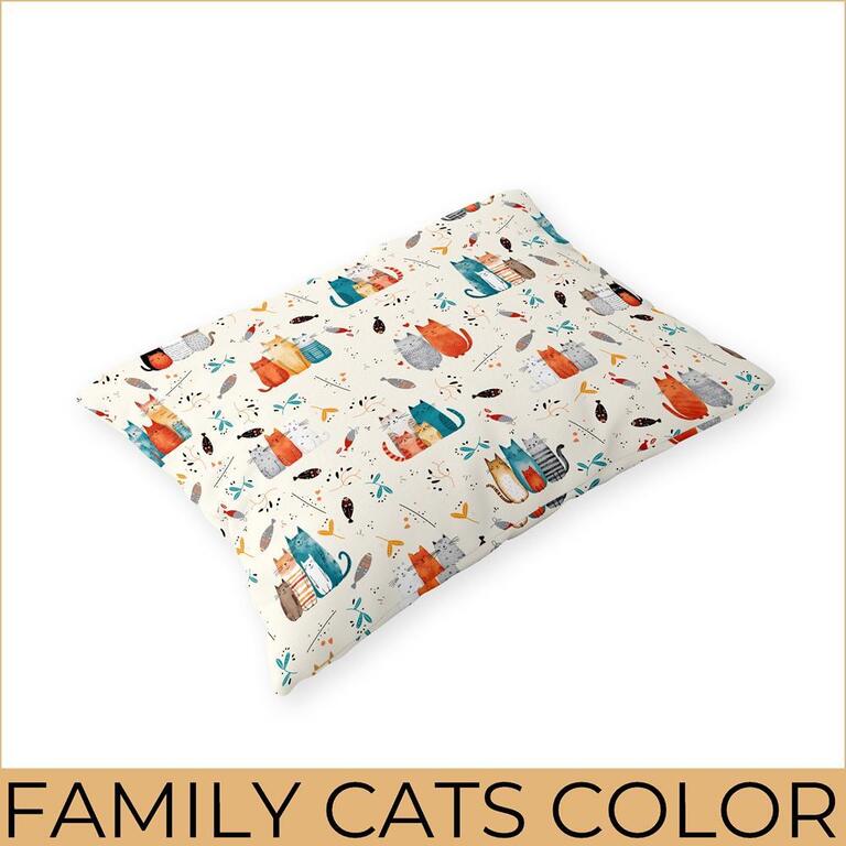 Poszewka na poduszkę 40x60cm BAWEŁNA 100% CERTYFIKAT - Family Cats Color (2)