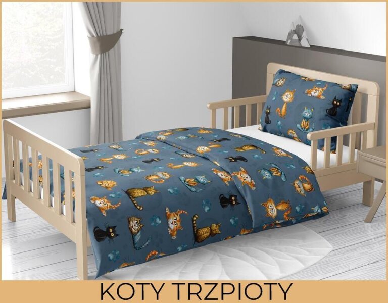 Pościel DZIECIĘCA 160x200 poszewka 50x70 dla dziecka 100% bawełna CERTYFIKAT Koty Trzpioty (3)