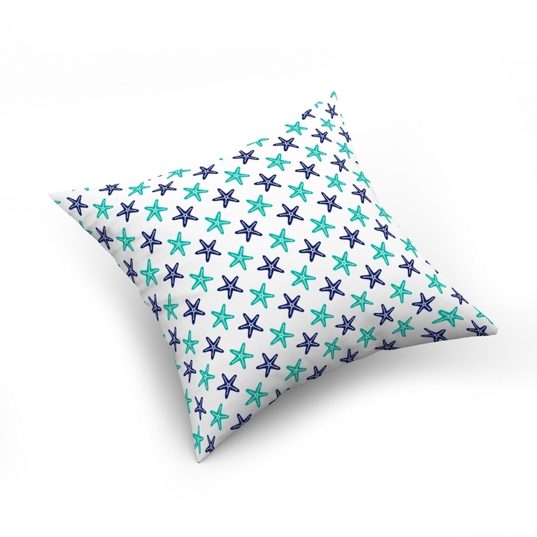 Poszewka na poduszkę jasiek 40x40 100% BAWEŁNA - Rozgwiazdy Turkusowo Granatowe 205 (1)