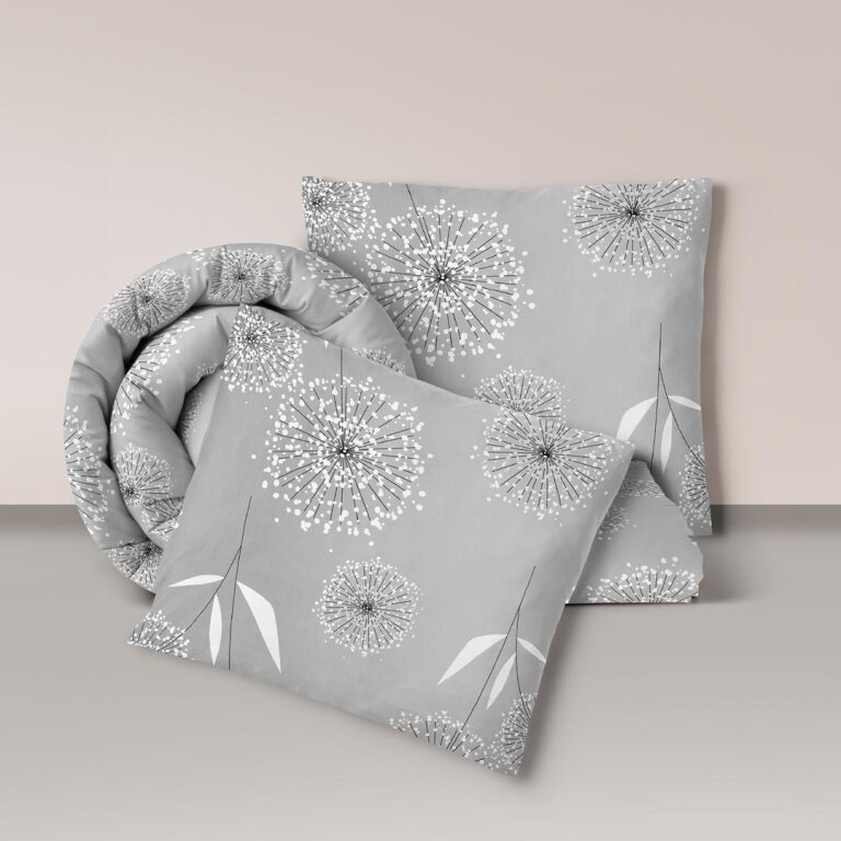 Pościel z Kory 160x200 + 2x70x80 Bawełna 100% Bielawa Produkt Polski - Dmuchawiec szary (1)