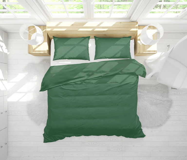 POŚCIEL HOTELOWA 140x200cm + POSZEWKA 70x80 BAWEŁNA 100% Kolor: ZIELEŃ BUTELKOWA (3)