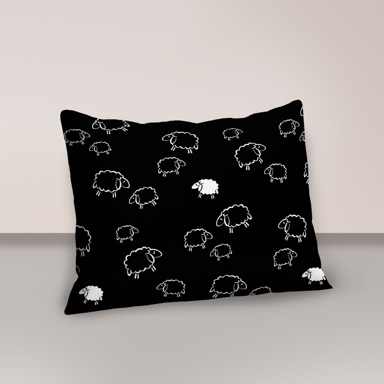 Poszewka 70x80cm na poduszkę 100% bawełna wzór: Baranki Czarne (1)