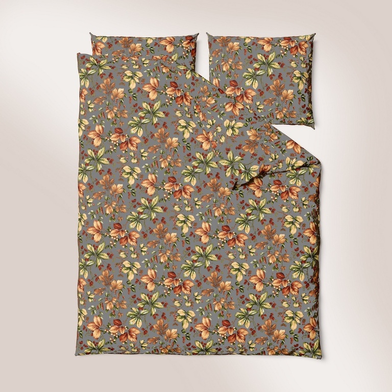Pościel z Kory 160x200 + 2x70x80 Bawełna 100% Bielawa Produkt Polski - Powiew Jesieni Na Ciemnobeżowym (2)