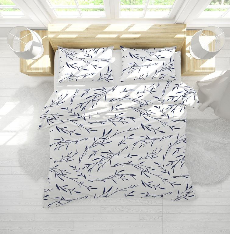 Pościel z Kory 160x200 + 2x70x80 Bawełna 100% Bielawa Produkt Polski -  Oliwka niebieska (3)