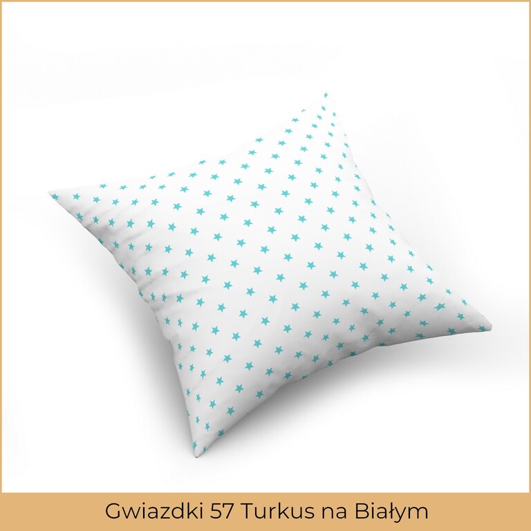 Poszewka na poduszkę jasiek 40x40 100% BAWEŁNA Gwiazdki 57 Turkus na Białym (2)