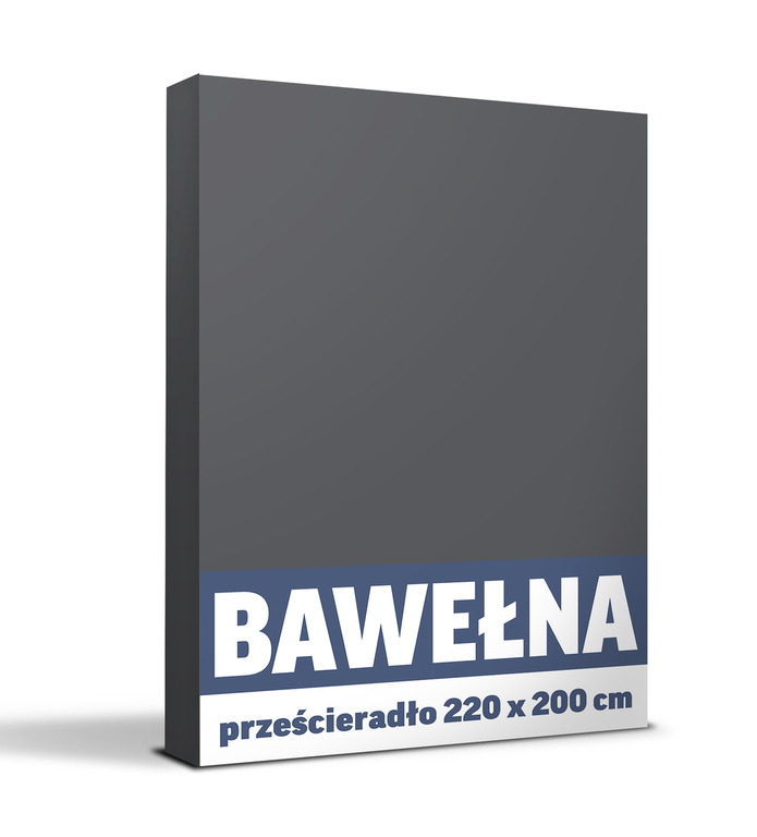 LUX Prześcieradło Tradycyjne 200x220CM Bez Gumki BAWEŁNA 100%, CIEMNY SZARY (1)