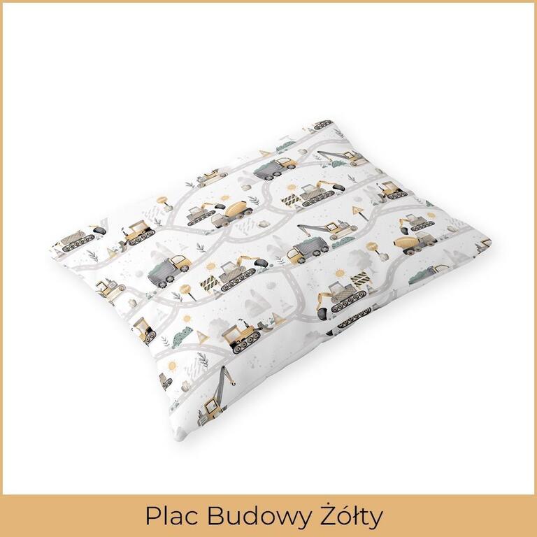 Poszewka na poduszkę 50x70 BAWEŁNA CERTYFIKAT, wzór: Plac Budowy Żółty (2)