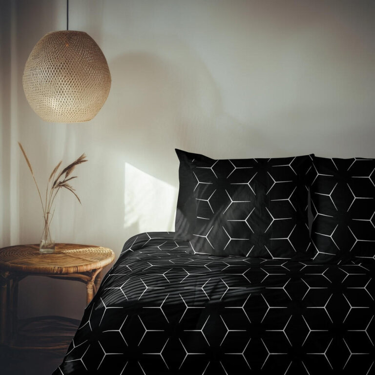 POŚCIEL Z KORY 220x200cm PREMIUM 100% BAWEŁNA KORA Milano Czarno - Białe (11)