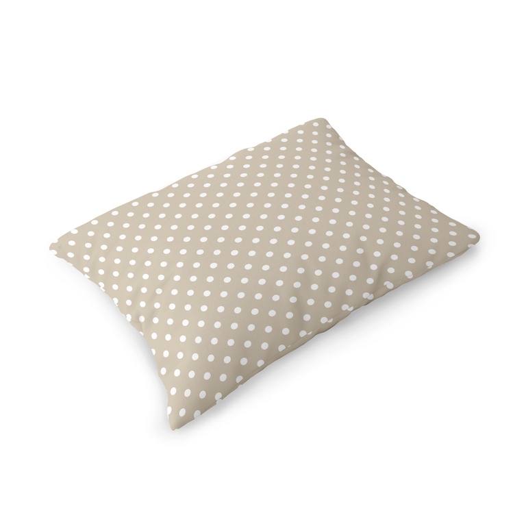 Poszewka na poduszkę 40x60cm BAWEŁNA 100% CERTYFIKAT - Grochy 36 Białe na Beżu (1)