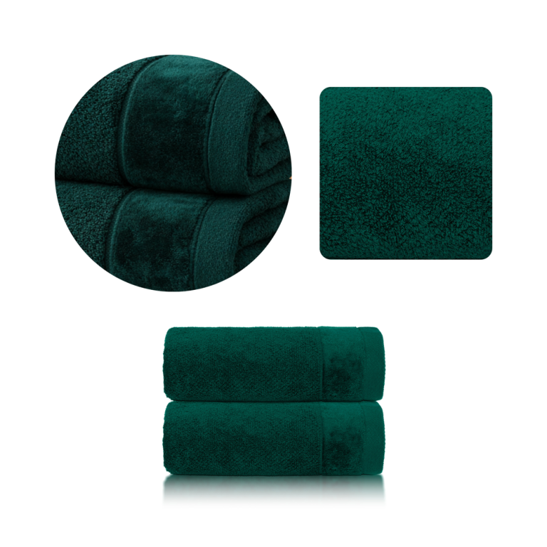 Zestaw 2x RĘCZNIK KĄPIELOWY 70x140 SPA HOTELOWY Duży Bawełniany 550g/m2 - VITO Ciemny Zielony (1)