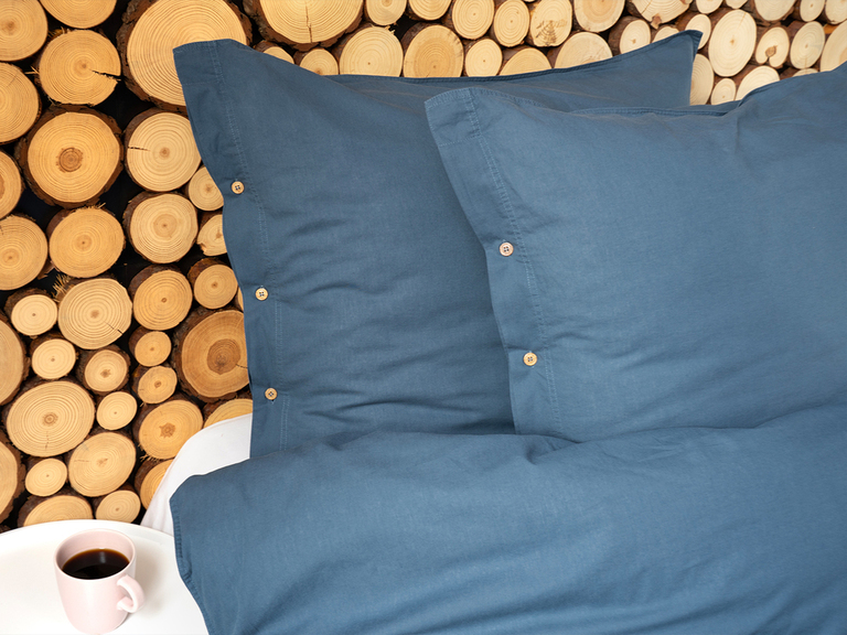 Pościel 140x200cm 100% BAWEŁNA PURE ECO LINE ozdobny Guzik Denim (4)