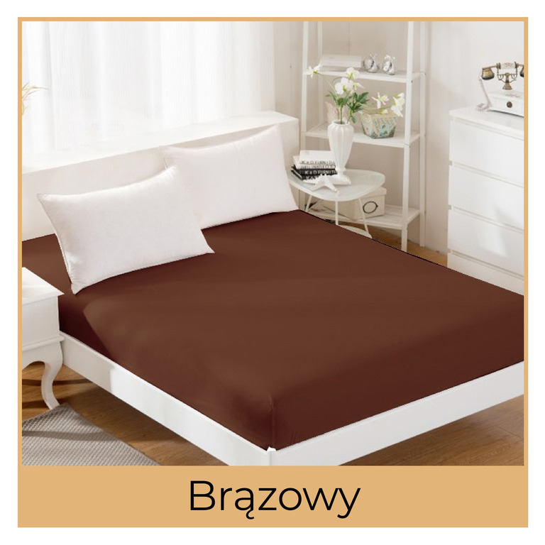 Prześcieradło JERSEY 180x200 100% BAWEŁNA Z GUMKĄ brązowy (2)