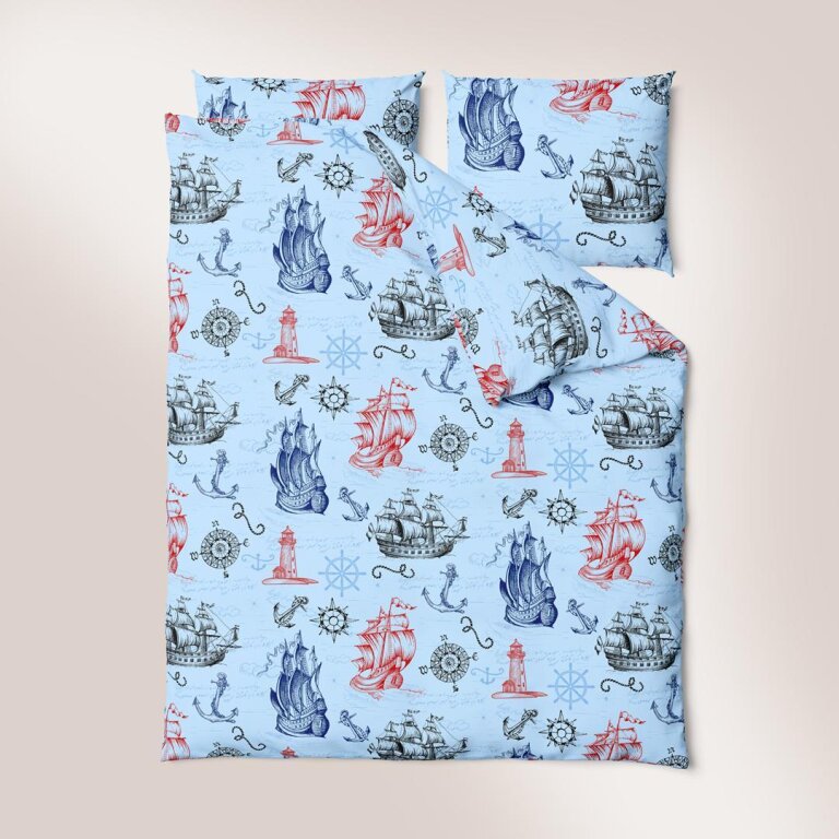 POŚCIEL Z KORY 160x200 + 2x70x80 Bawełna 100% Bielawa Produkt Polski -  bałtyk niebieski (8)