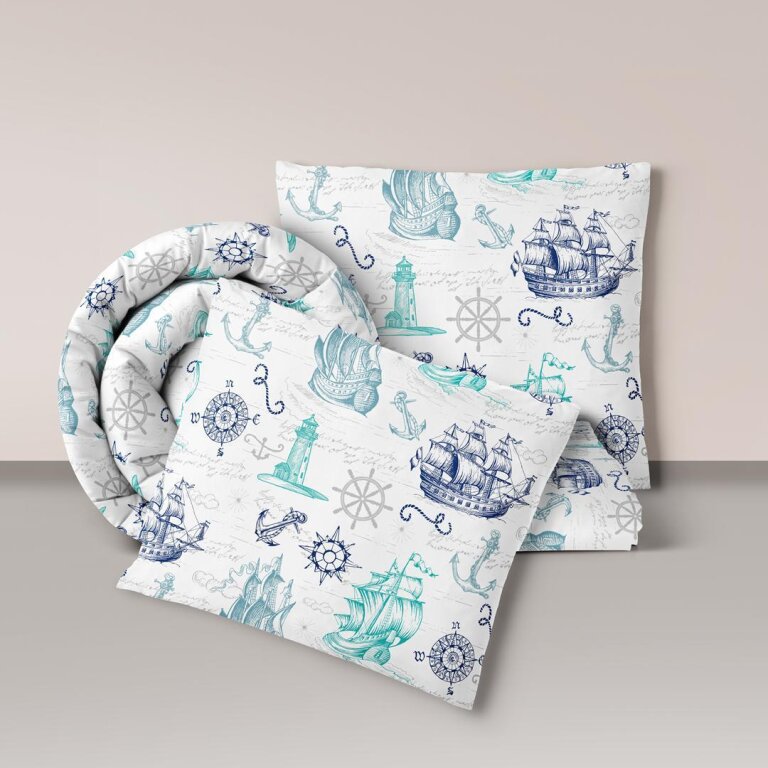 Pościel z Kory 160x200 + 2x70x80 Bawełna 100% Bielawa Produkt Polski - bałtyk biały (1)
