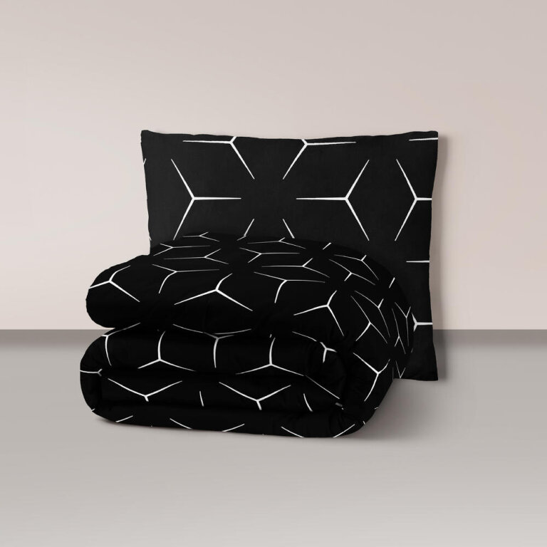 Pościel z kory 140x200 + 1x70x80 Bawełna 100% Bielawa Produkt Polski -  MILANO CZARNO BIAŁE (2)