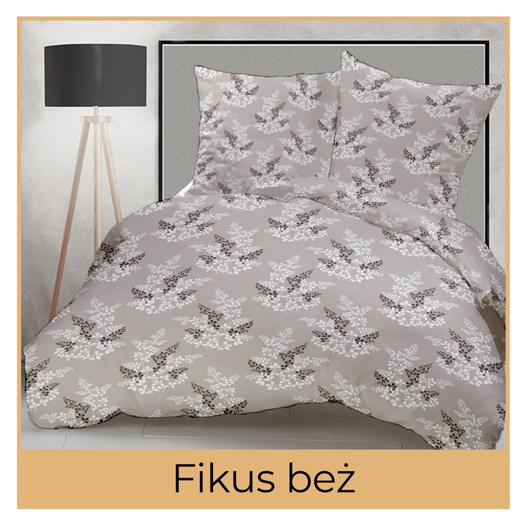 Pościel z Kory 140x200 + poszewka 70x80 POLSKI PRODUCENT - Fikus beż (1)