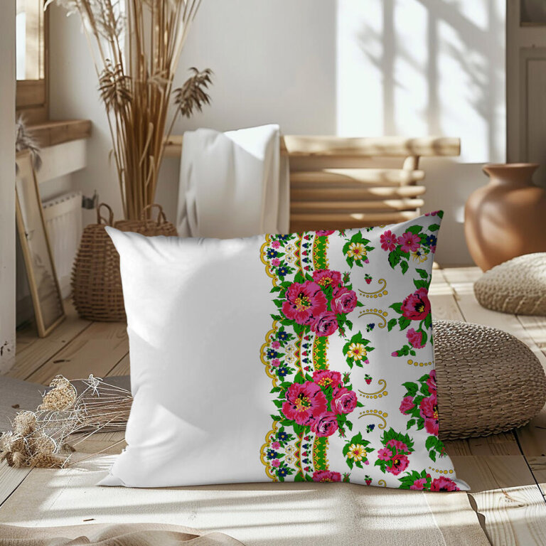 Poszewka 70x80cm na poduszkę 100% bawełna wzór: Hanka Góralka na białym (2)