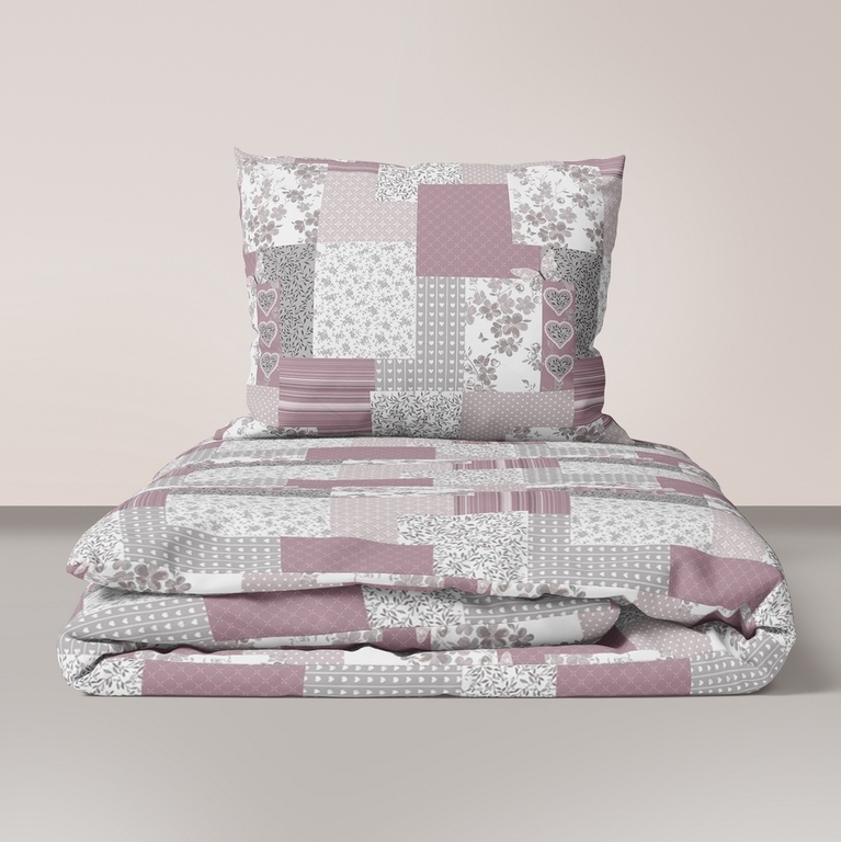 Pościel z kory 200x220 cm + 2x 70x80 cm POLSKA PRODUKCJA , wzór: Paczwork Motyl Puder Róż (1)
