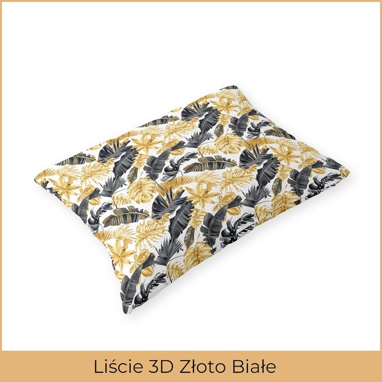Poszewka 70x80cm na poduszkę Liście 3D złoto białe (2)