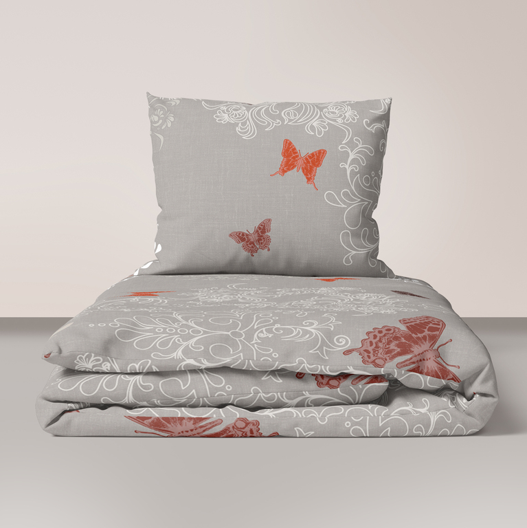 Pościel z Kory 160x200 + 1x70x80 KOMPLET PREMIUM : Motyl Beż (1)