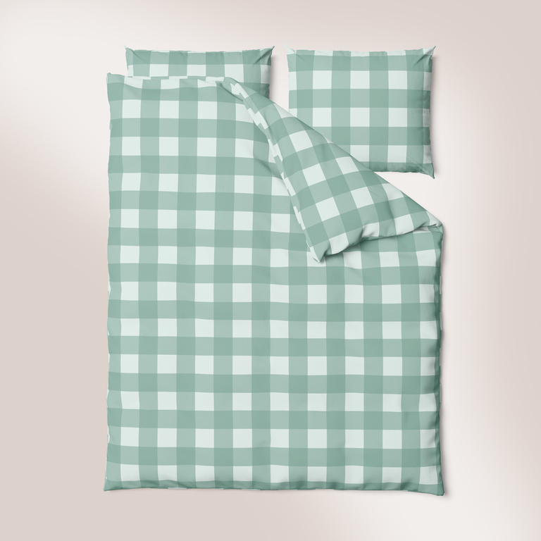 Pościel z Kory 160x200 + 2x70x80 Bawełniana Produkt Polski Bielawa - krata mięta (2)