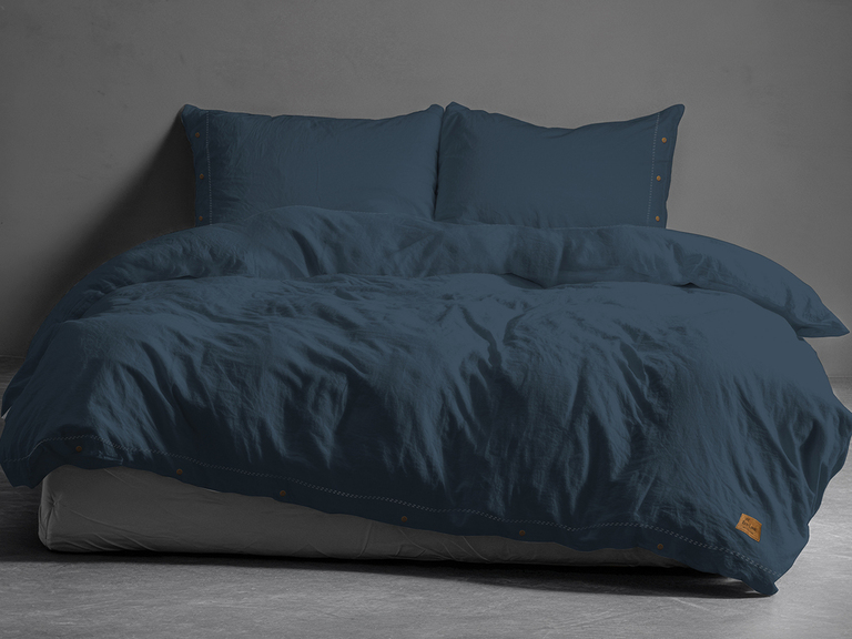 Pościel 140x200cm 100% BAWEŁNA PURE ECO LINE ozdobny Guzik Denim (6)